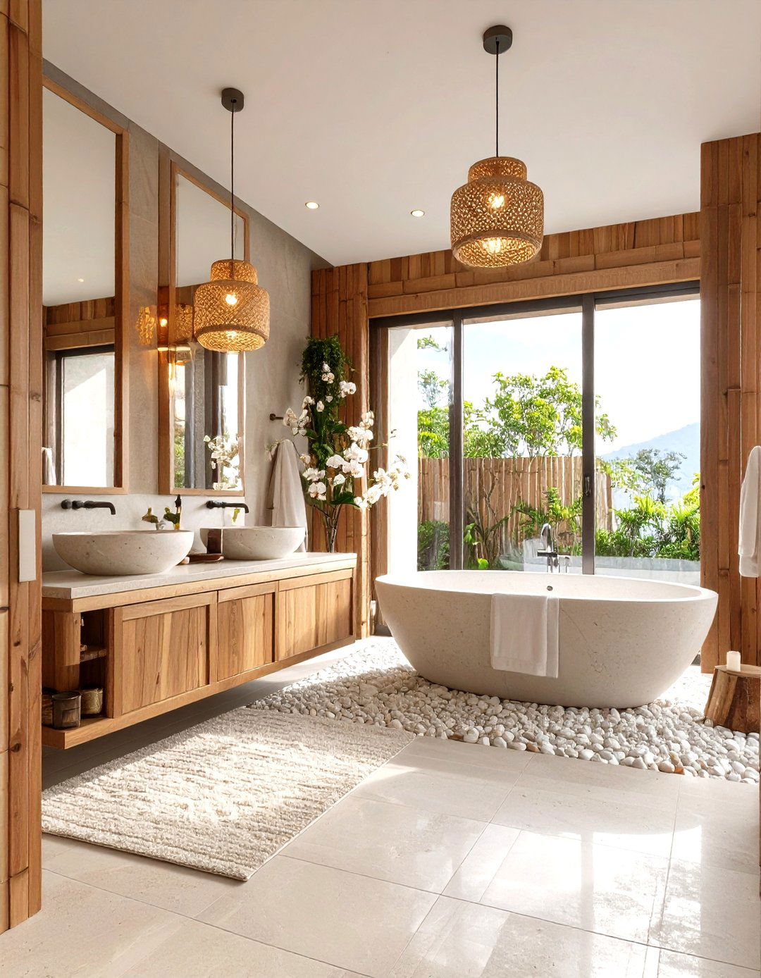 Balinese Tropical Bathroom Sanctuary - 20 Tropical Bathroom Ideas