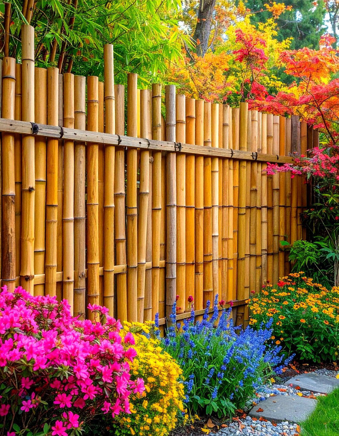 Bamboo Accented Pallet Fence - 20 Pallet Fence Ideas