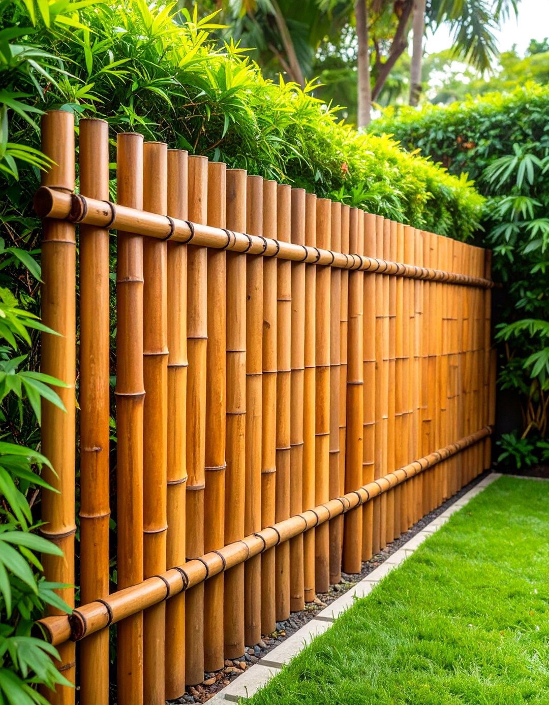Bamboo Corner Fence for Tropical Ambiance - 20 Corner Fence Ideas