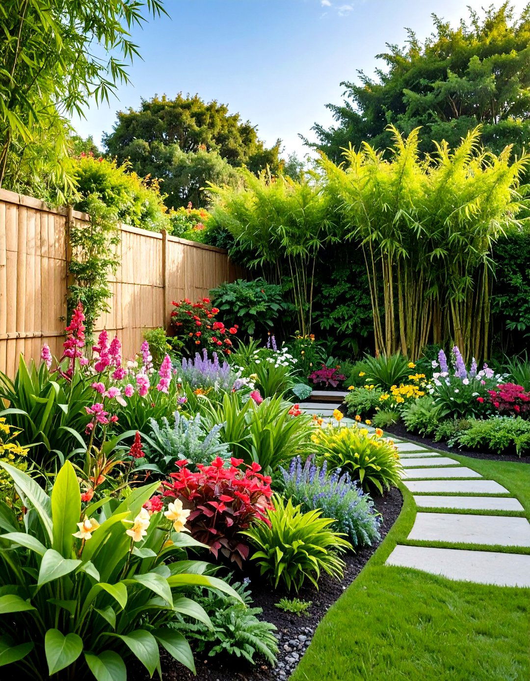 Bamboo Grove Tropical Garden Privacy Screen - 20 Tropical Garden Ideas