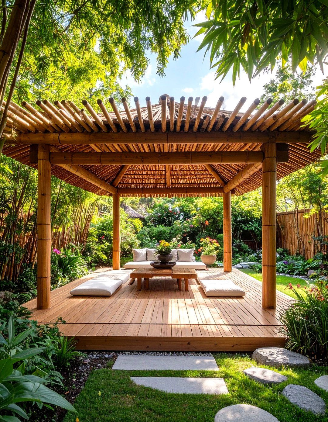 Bamboo Natural Pergola Roof Design - 20 Pergola Roof Ideas