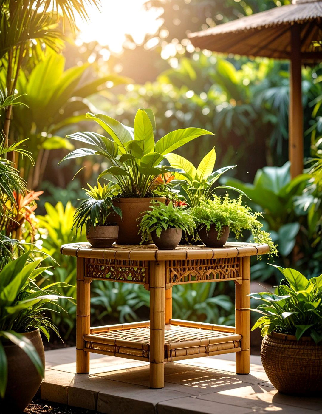 Bamboo Outdoor Plant Stand with Eco Friendly Design - 20 Outdoor Plant Stand Ideas