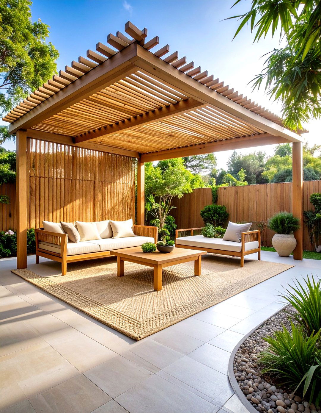 Bamboo Pergola Cover System - 20 Pergola Cover Ideas