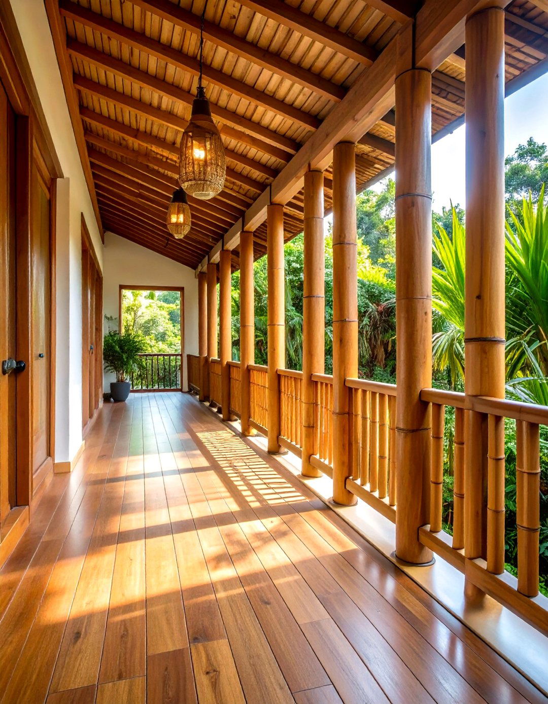 Bamboo Porch Railing with Natural Finish - 20 Porch Railing Ideas