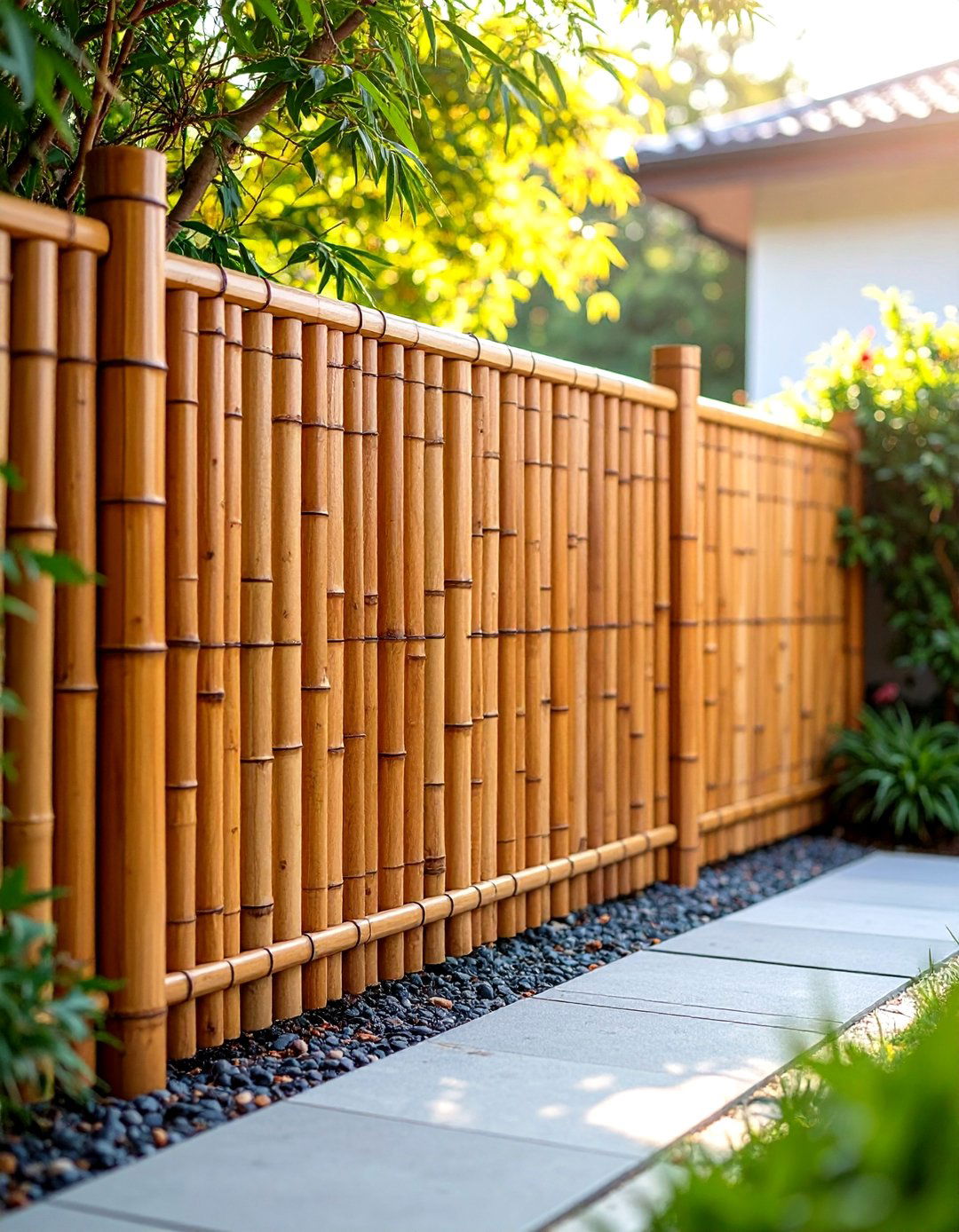 Bamboo Privacy Dog Fence with Natural Materials - 20 Dog Fence Ideas