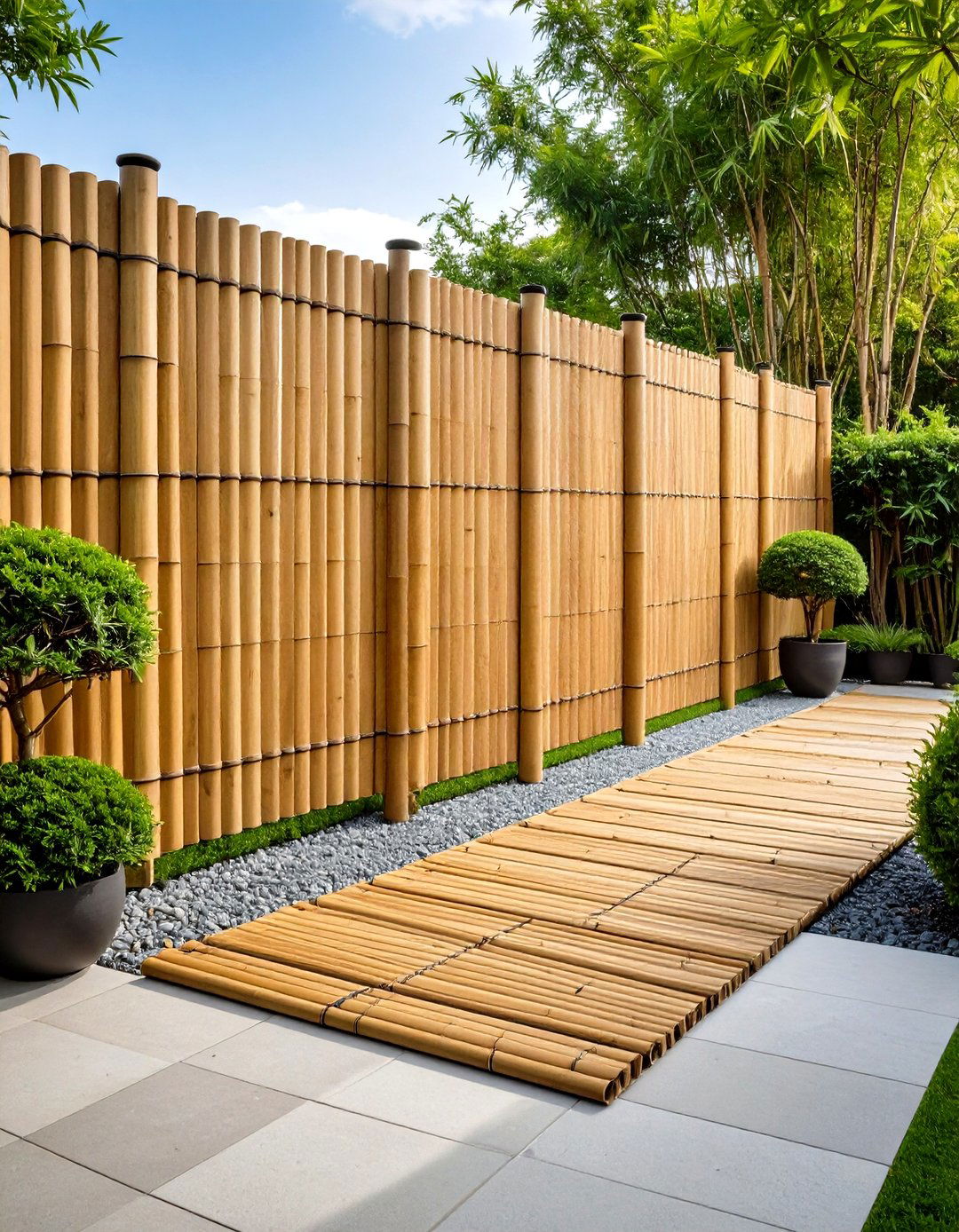 Bamboo Screening Fence - 20 Small Garden Fence Ideas