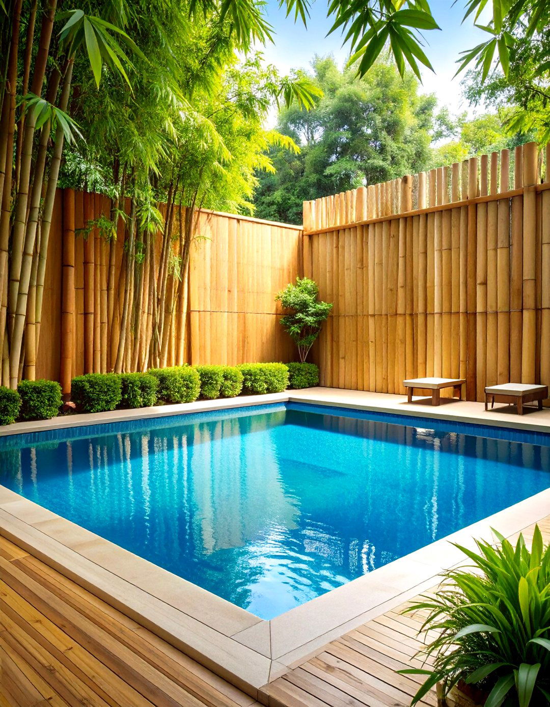 Bamboo Screening and Fencing - 20 Tropical Pool Landscaping Ideas