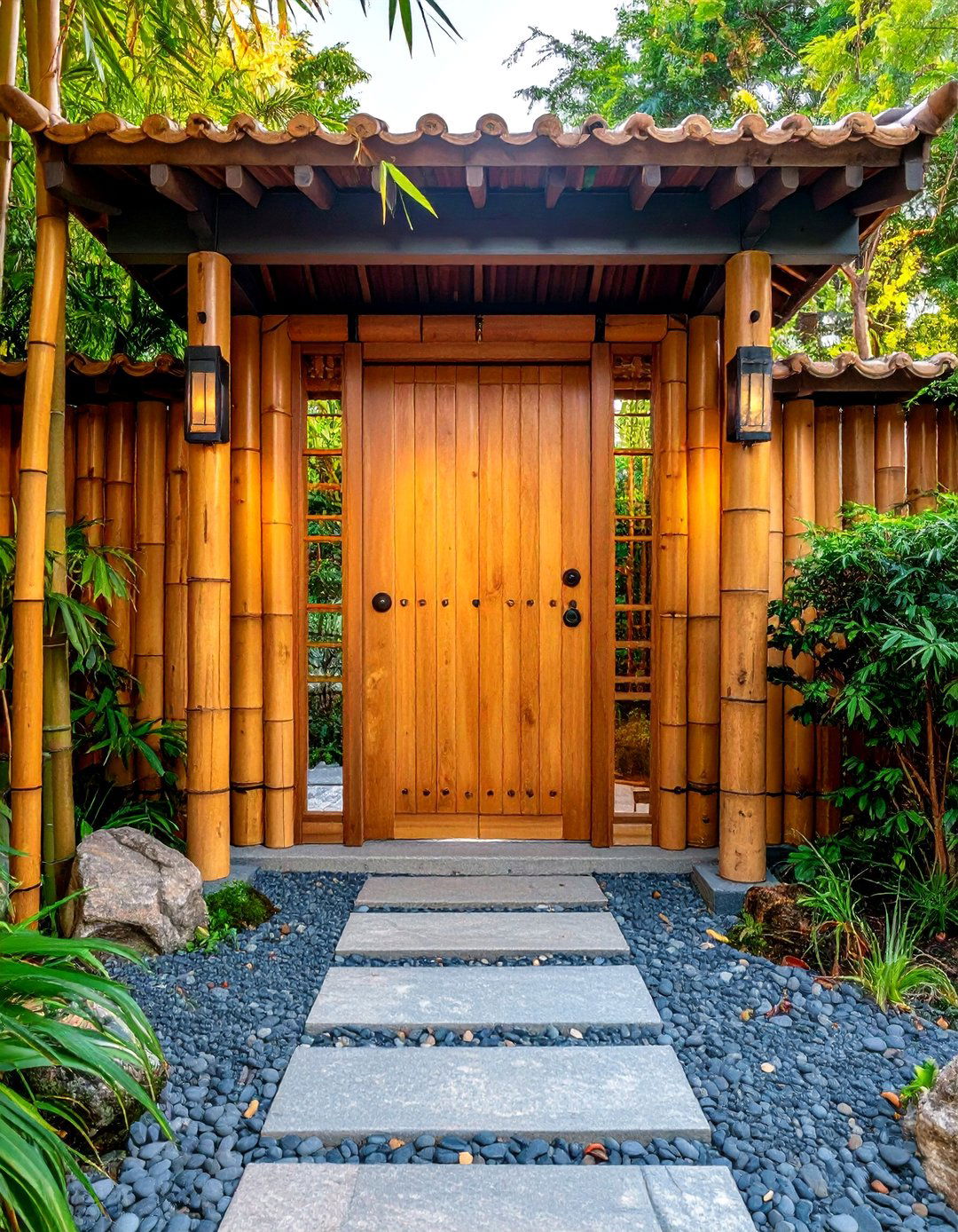 Bamboo Serenity for Tropical Warmth - 20 Front Door Gate Ideas