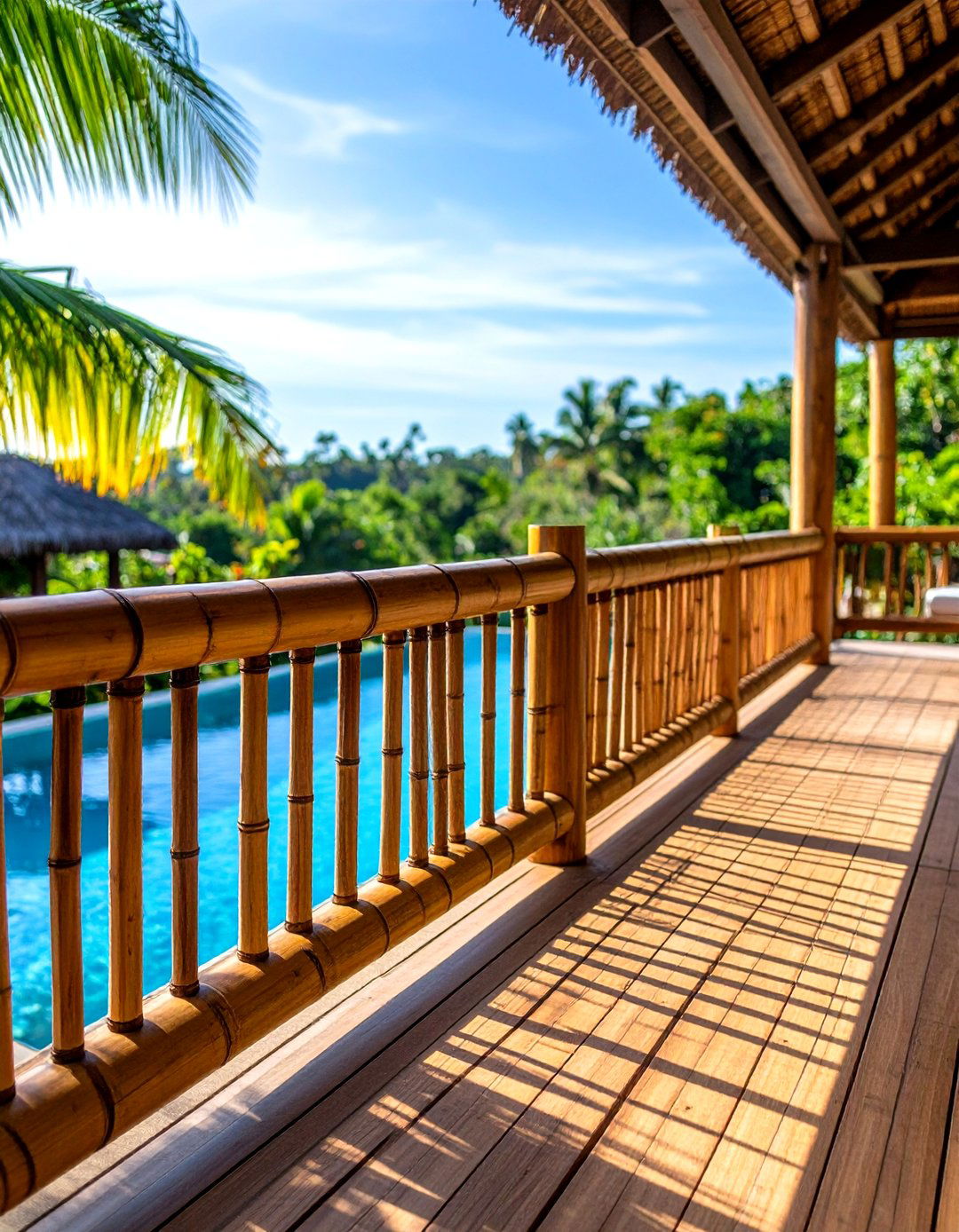 Bamboo Slat Railings for Tropical Style - 20 Pool Deck Railing Ideas