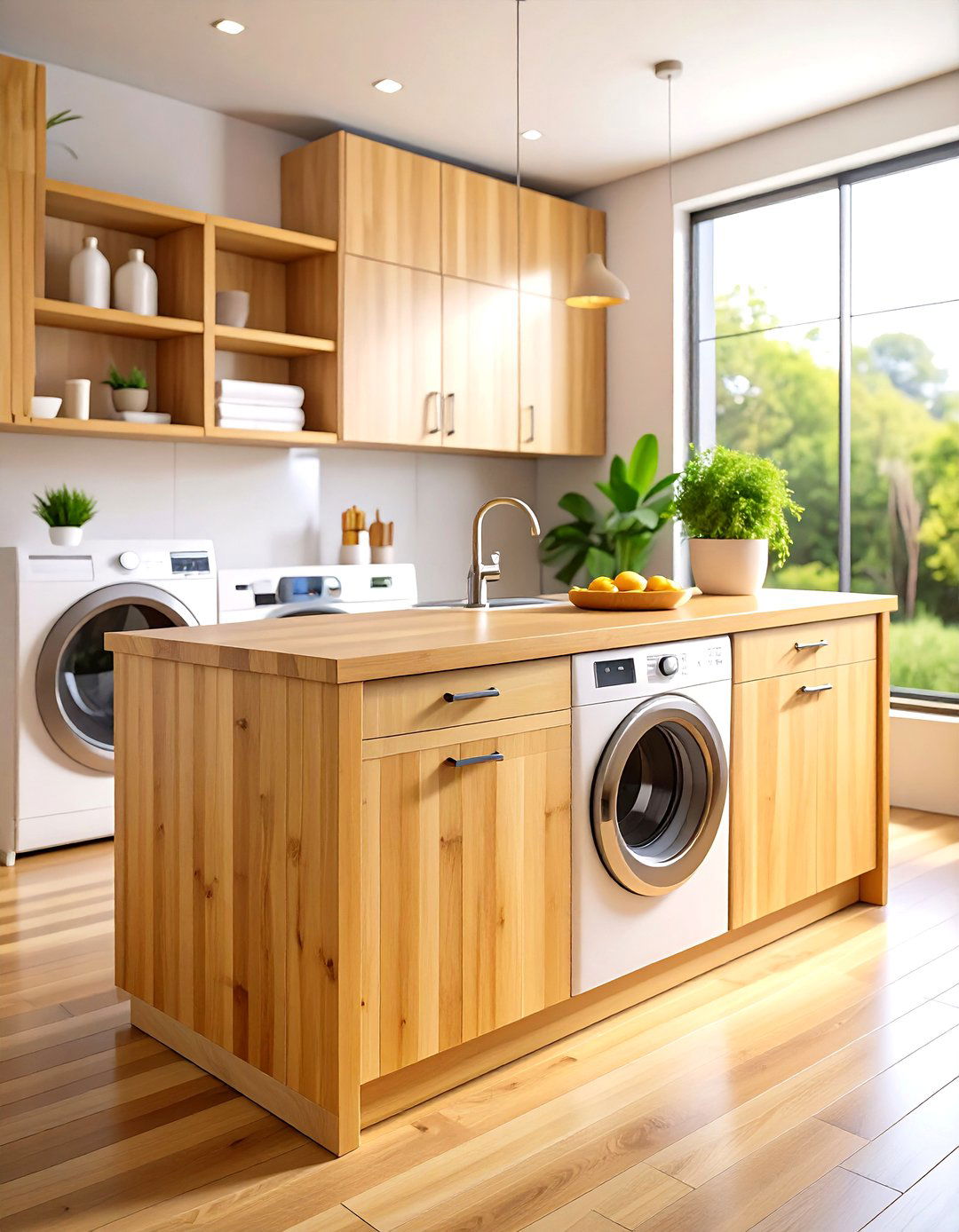 Bamboo Sustainable Laundry Room Countertop - 20 Laundry Room Countertop Ideas