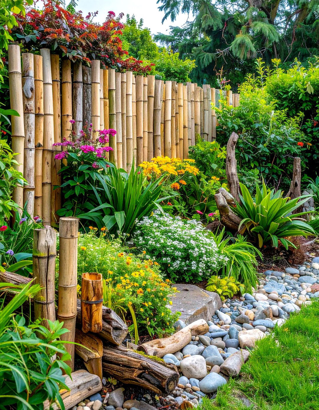 Bamboo and Driftwood Accents - 20 Tropical Landscape Ideas