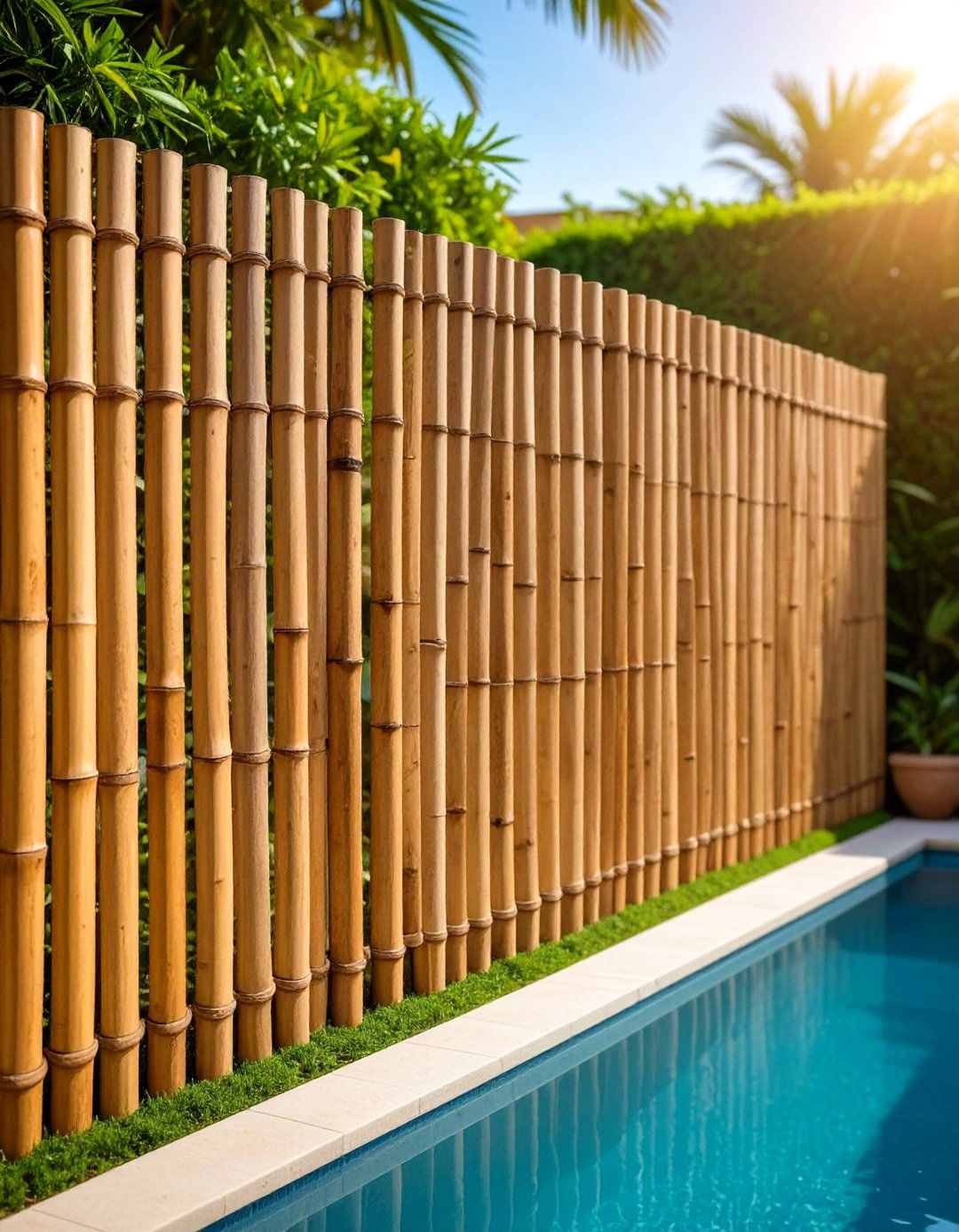 Bamboo or Reed Natural Fences - 20 Pool Fence Ideas