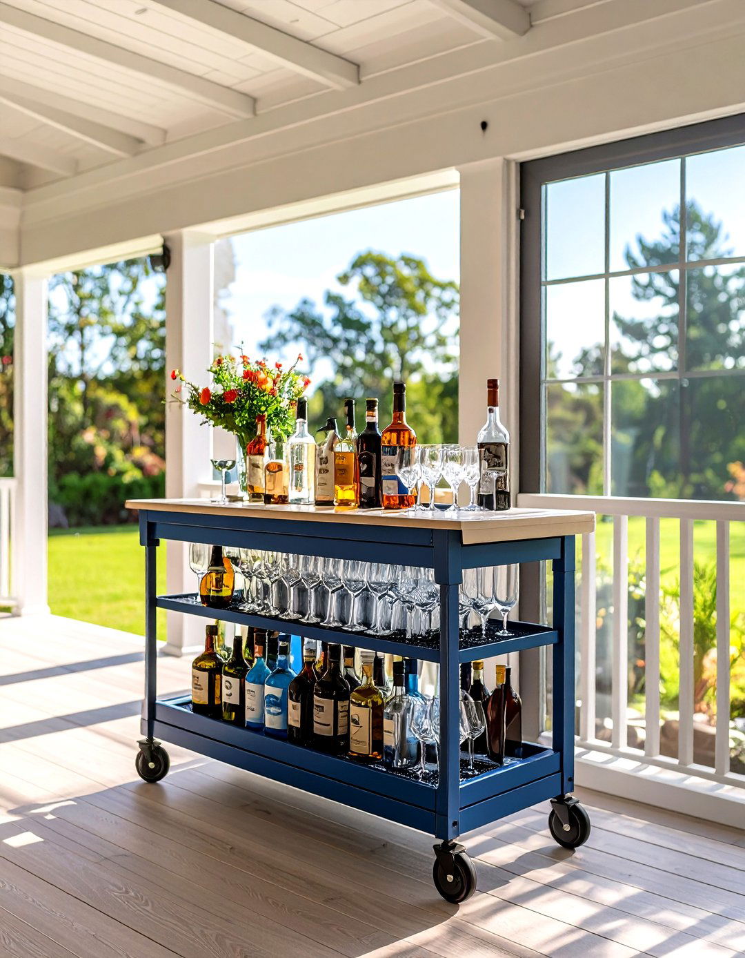 Bar Cart or Wet Bar - 20 Small Screened-in Porch Ideas