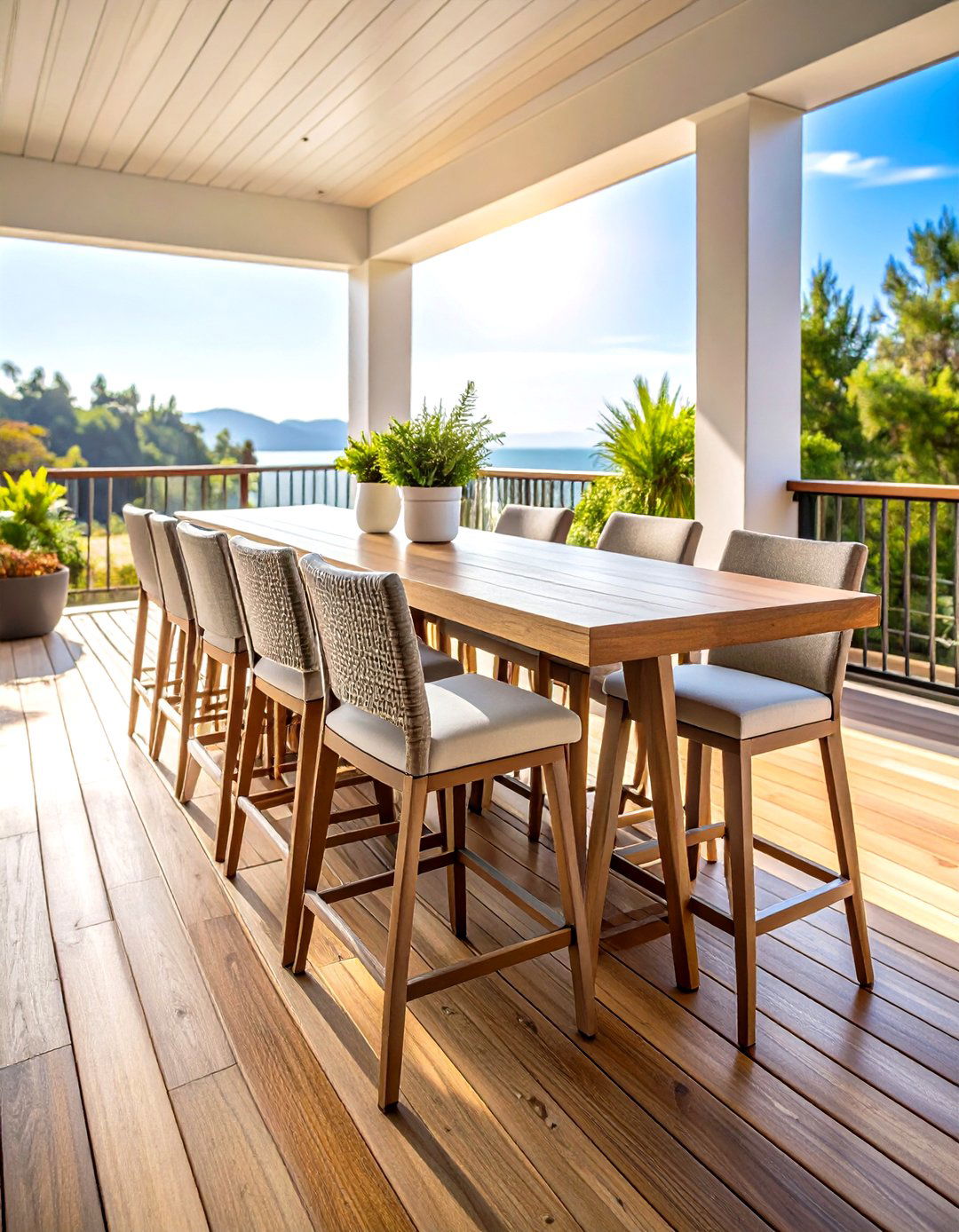 Bar Height Dining Set Elevates Deck Entertaining - 20 Deck Furniture Ideas