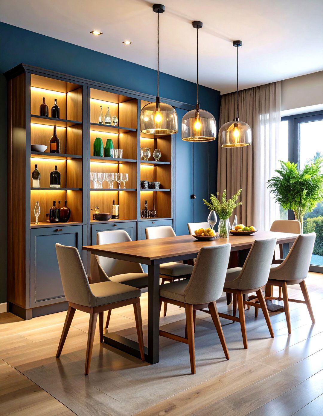 Bar Ready Dining Room Hutch with Beverage Storage - 20 Dining Room Hutch Ideas