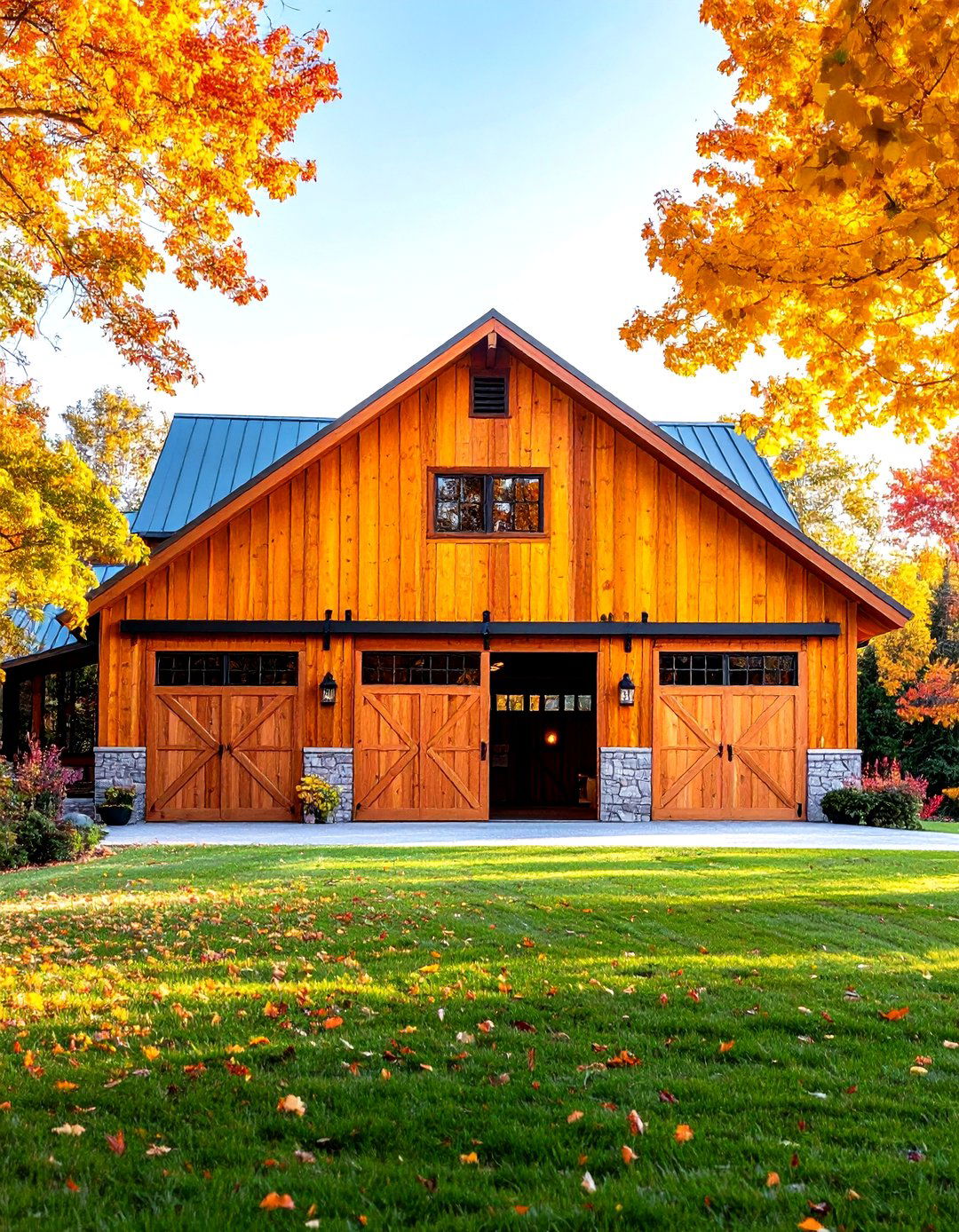 Barn Door Feature Pole Barn Exterior with Sliding Elements - 20 Pole Barn and Barndominium House Exteriors