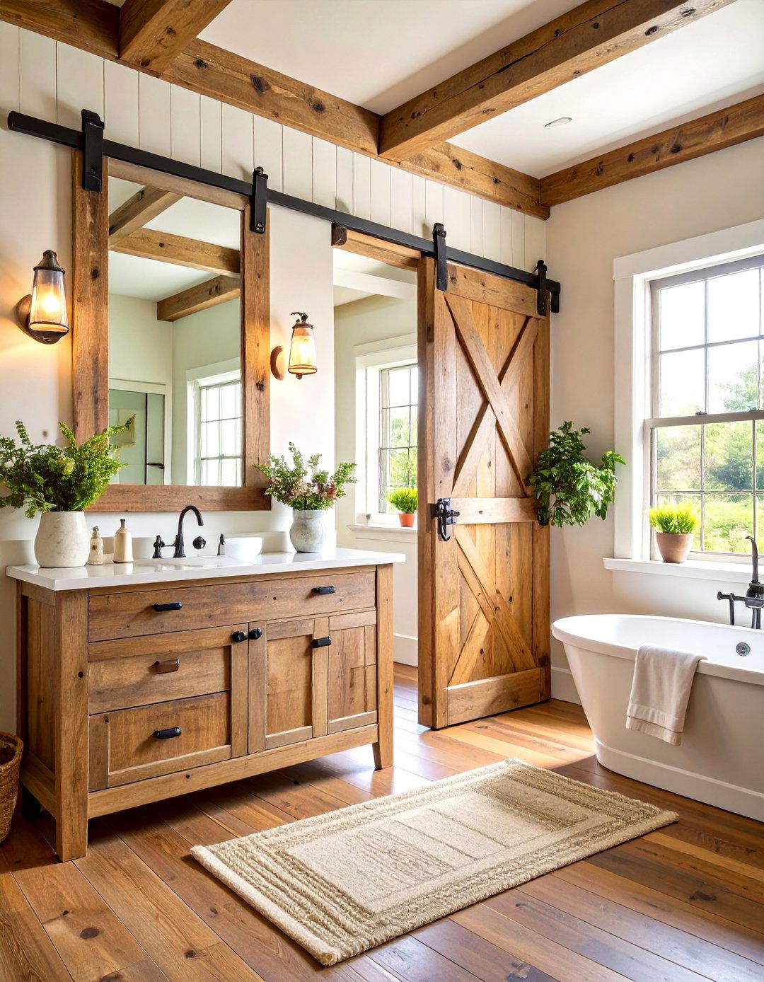 Barn Door Style Farmhouse Bathroom Mirrors - 20 Farmhouse Bathroom Mirrors Ideas