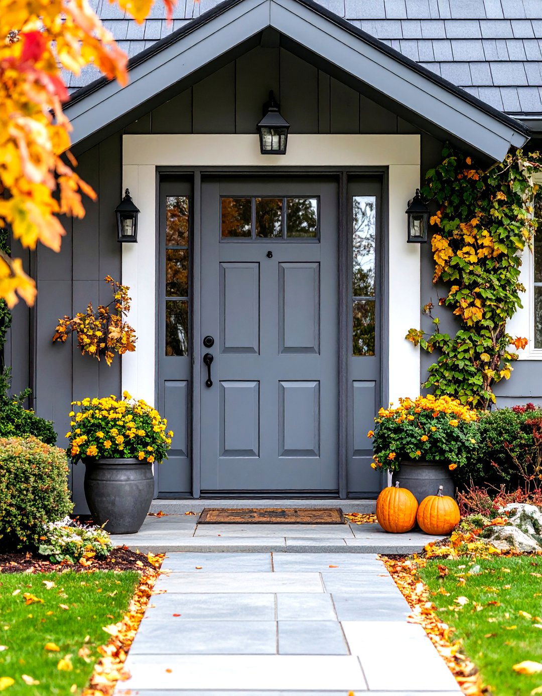 Barn Style Grey Front Door with Cross Bracing - 20 Grey Front Door Ideas