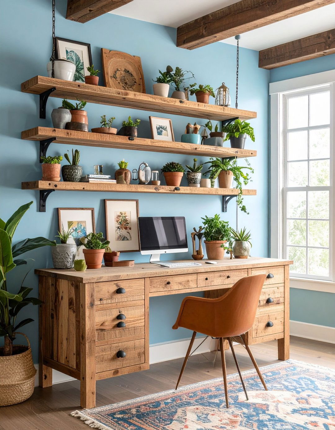 Barnwood Mantel Style Floating Shelf - 20 Rustic Home Office Ideas