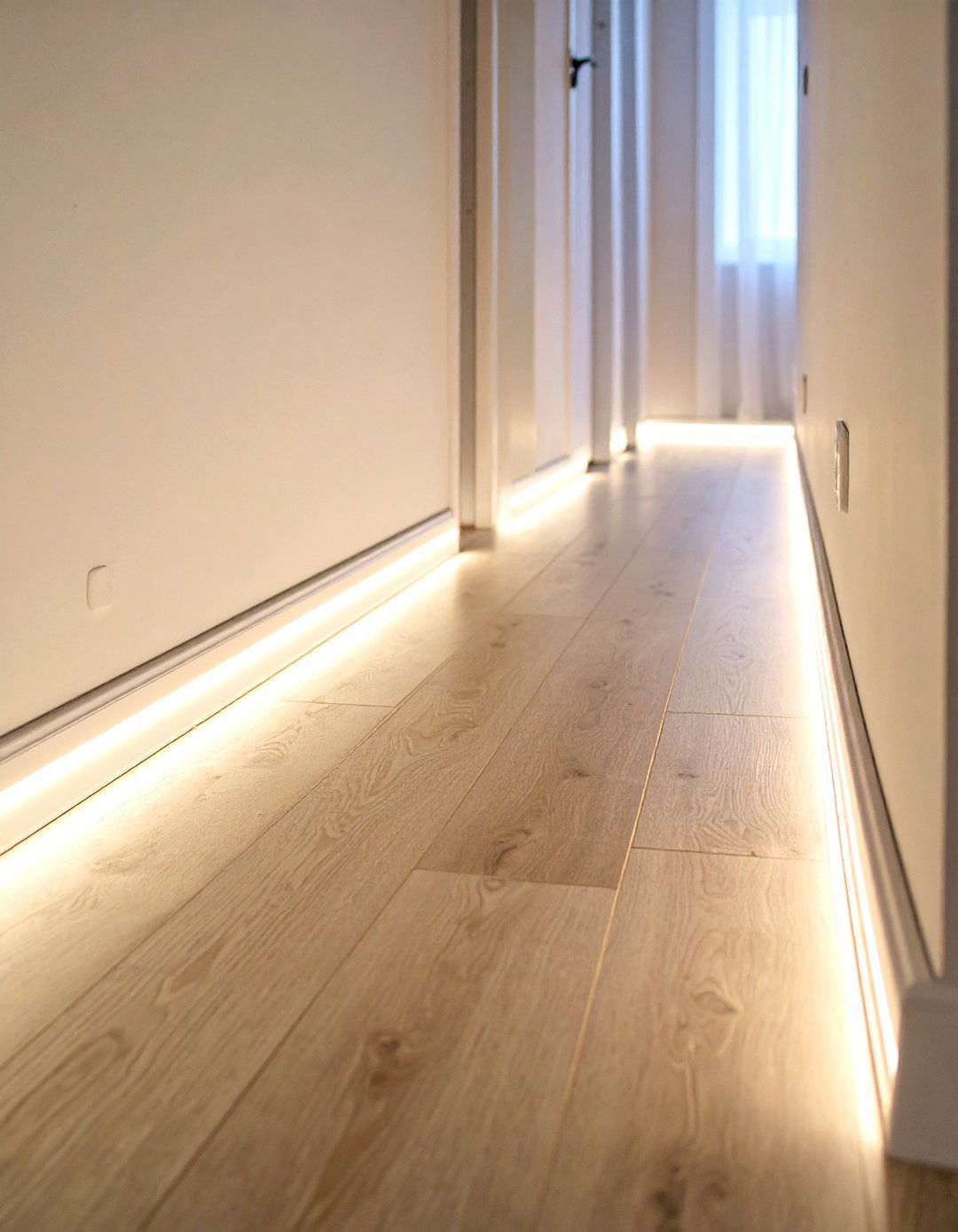 Baseboard Guiding Lights for Night Hallway Safety - 20 Hallway Lighting Ideas