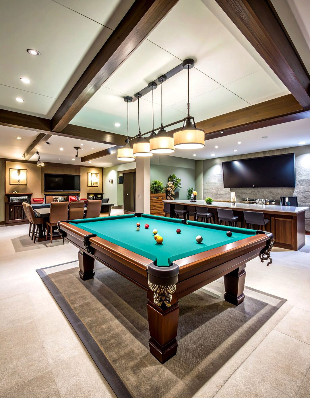Basement Entertainment Pool Table Room - 20 Pool Table Room Ideas