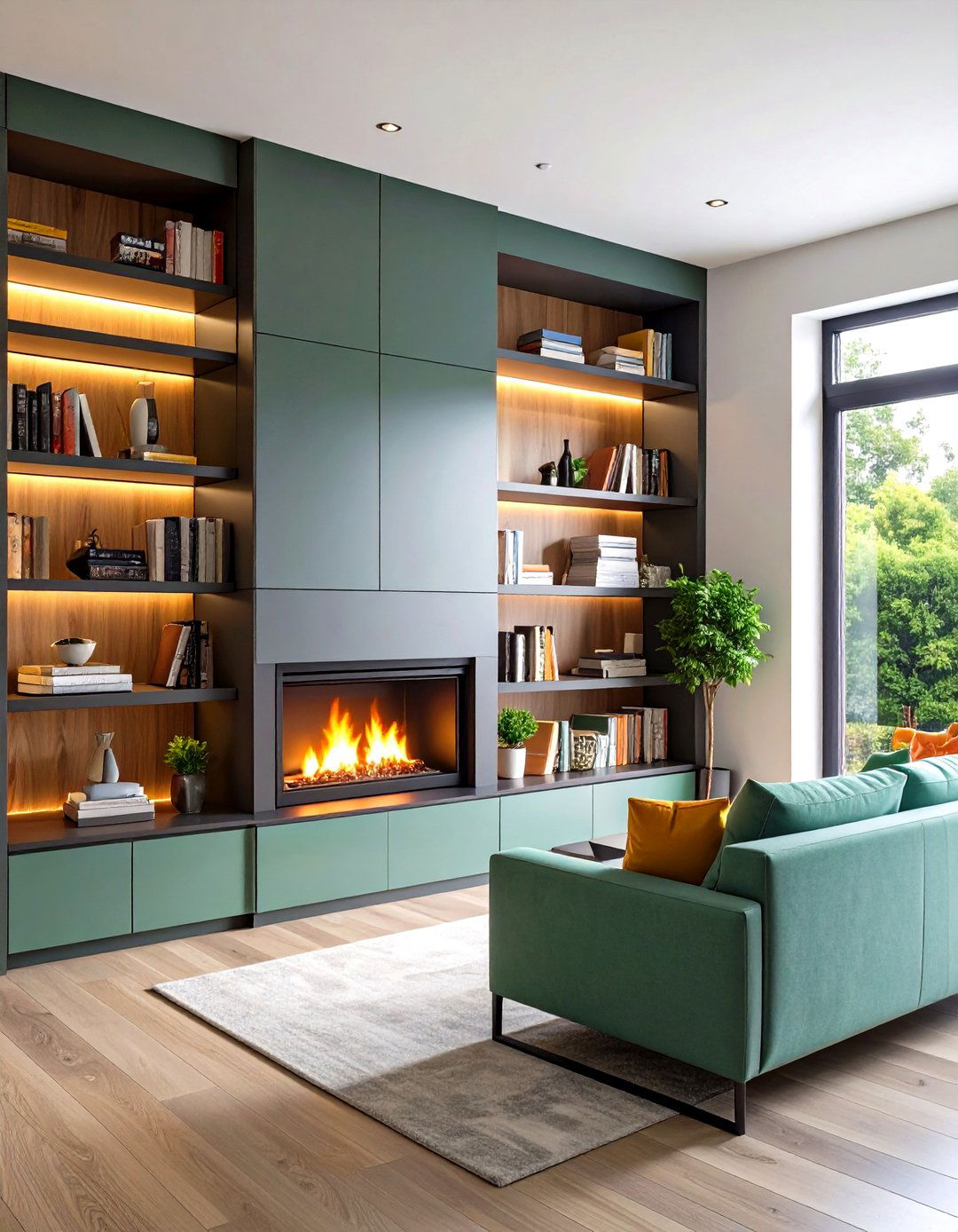 Basement Fireplace with Built In Shelving - 20 Basement Fireplace Ideas