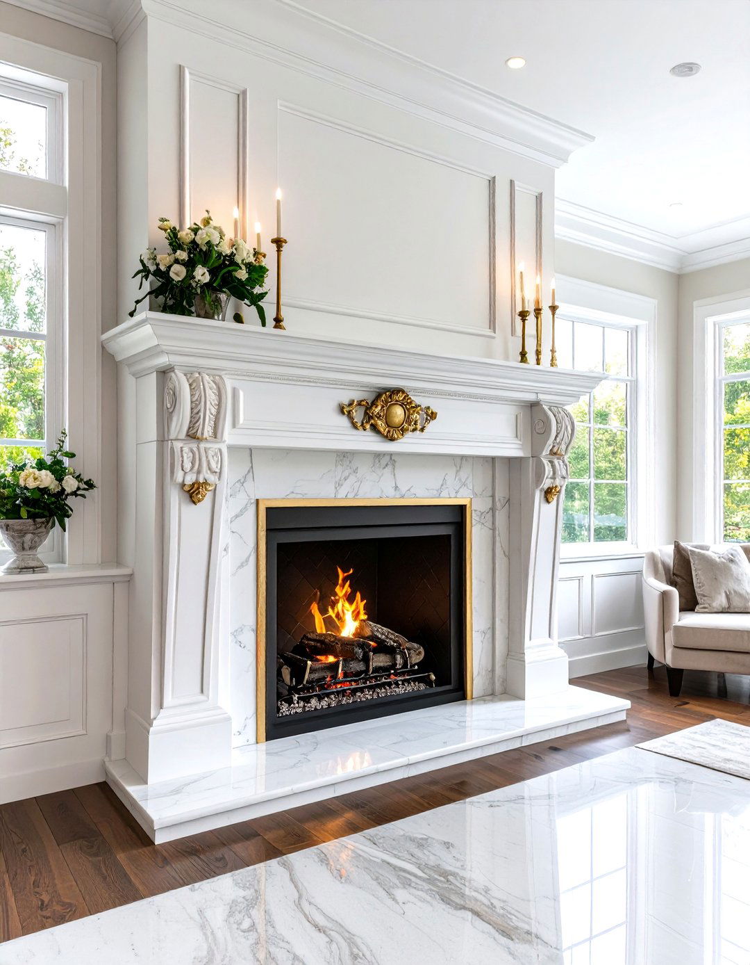 Basement Fireplace with Exposed Brick Wall - 20 Basement Fireplace Ideas