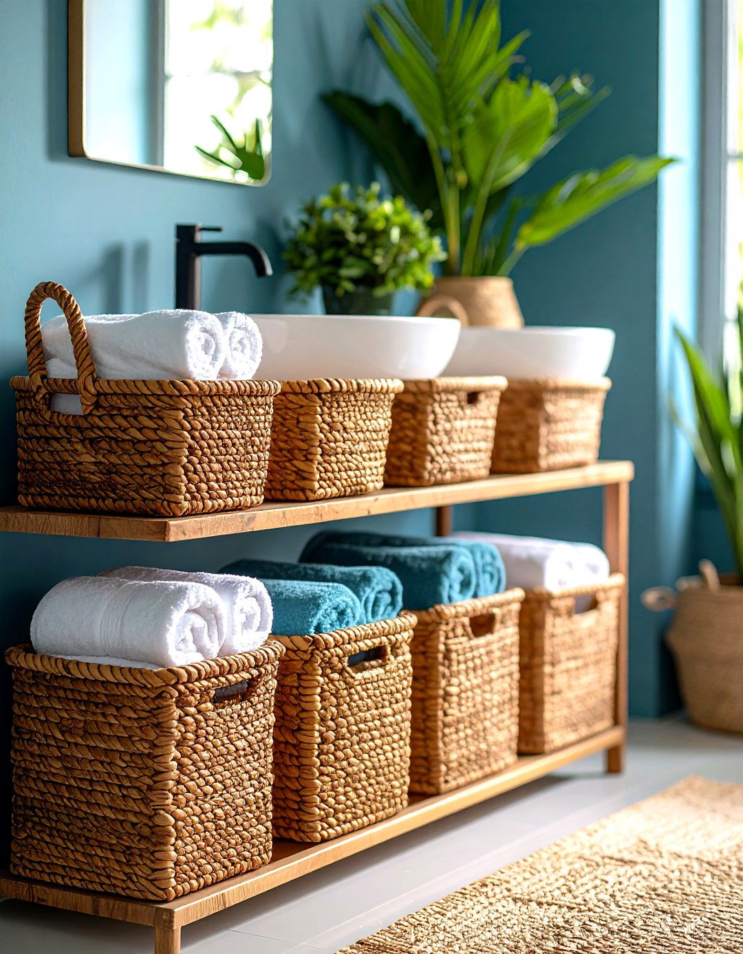 Basket Based Towel Storage Collections - 20 Towel Storage Ideas