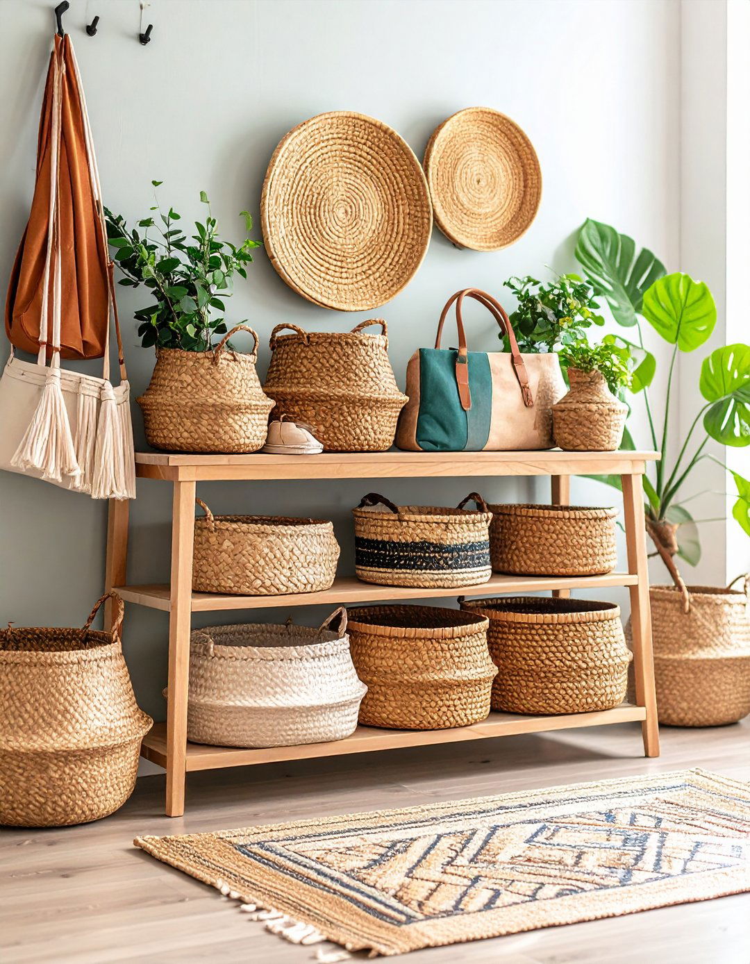 Basket Loaded Entry Table Storage - 20 Entry Table Decor Ideas