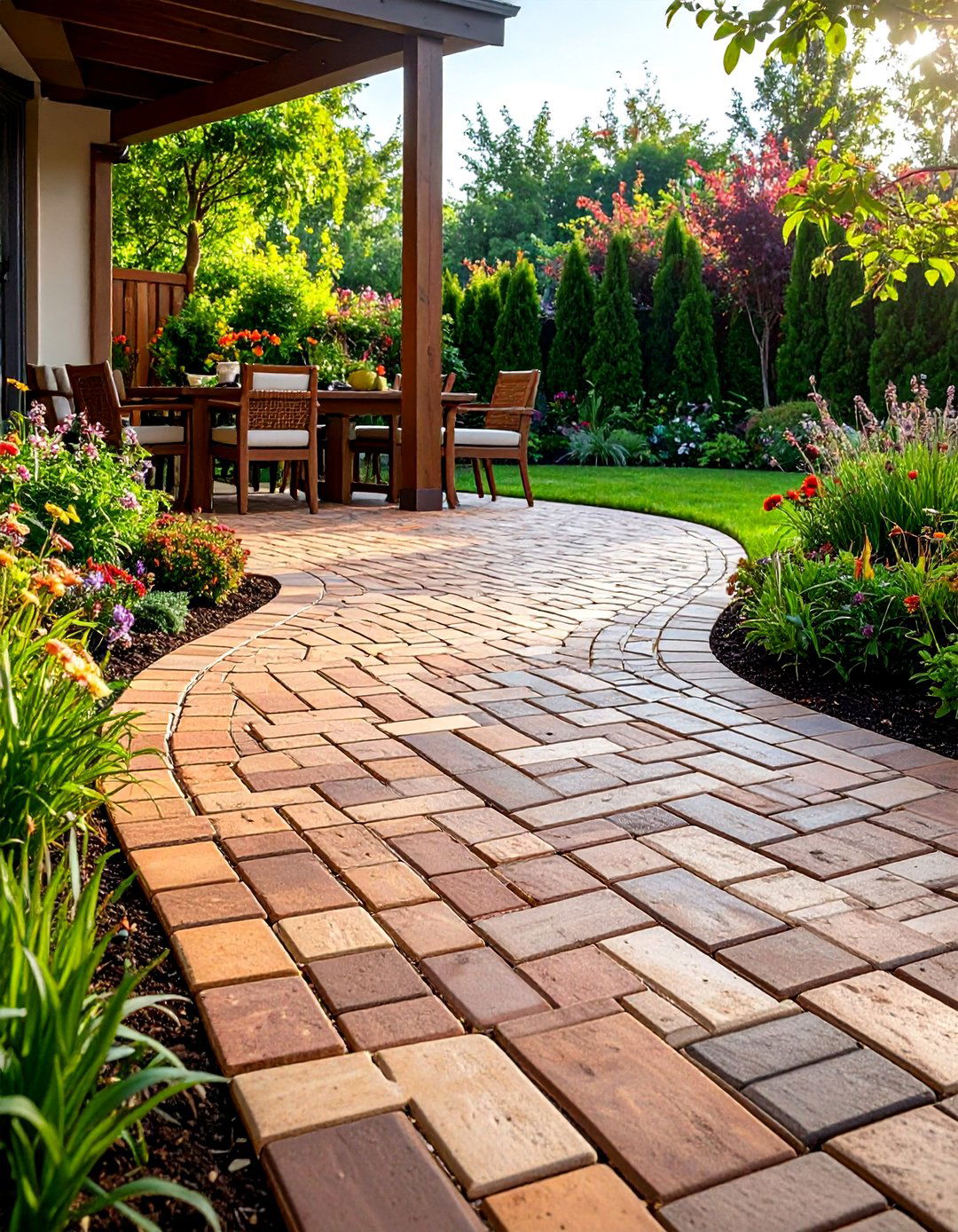 Basket Weave Cobblestone Patio - 20 cobblestone patio ideas