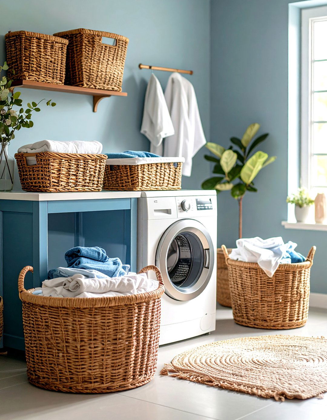 Basket Weave Laundry Detergent Storage Collection - 20 Laundry Detergent Storage Ideas