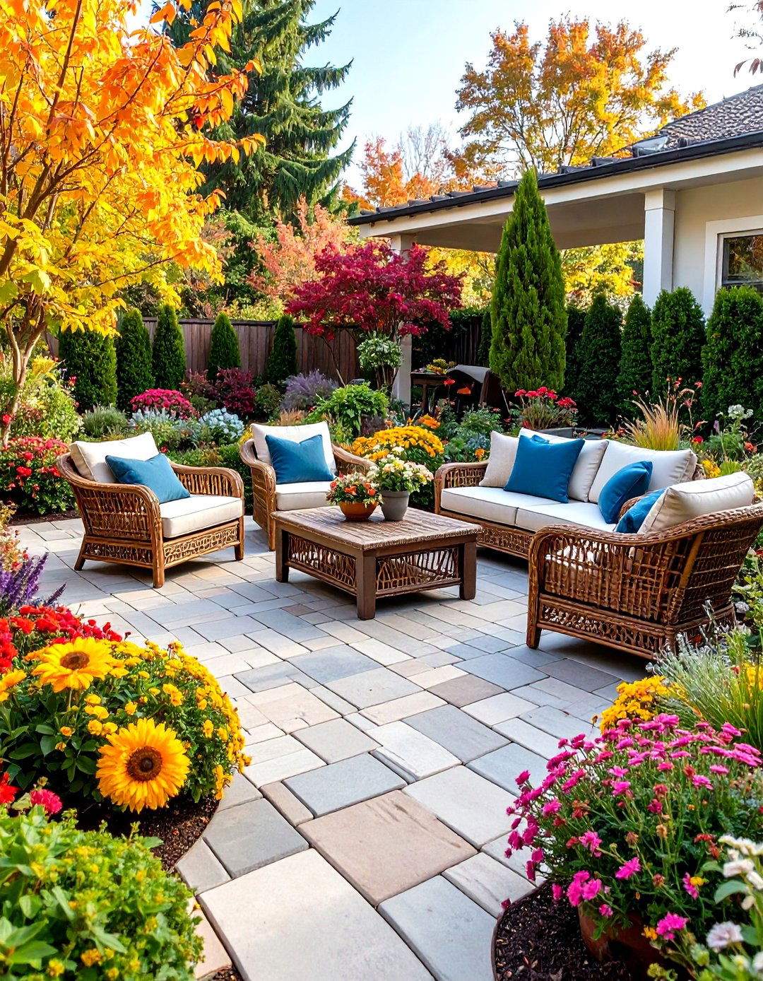 Basket Weave Paver Patio with Classic Pattern Appeal - 20 Paver Patio Ideas
