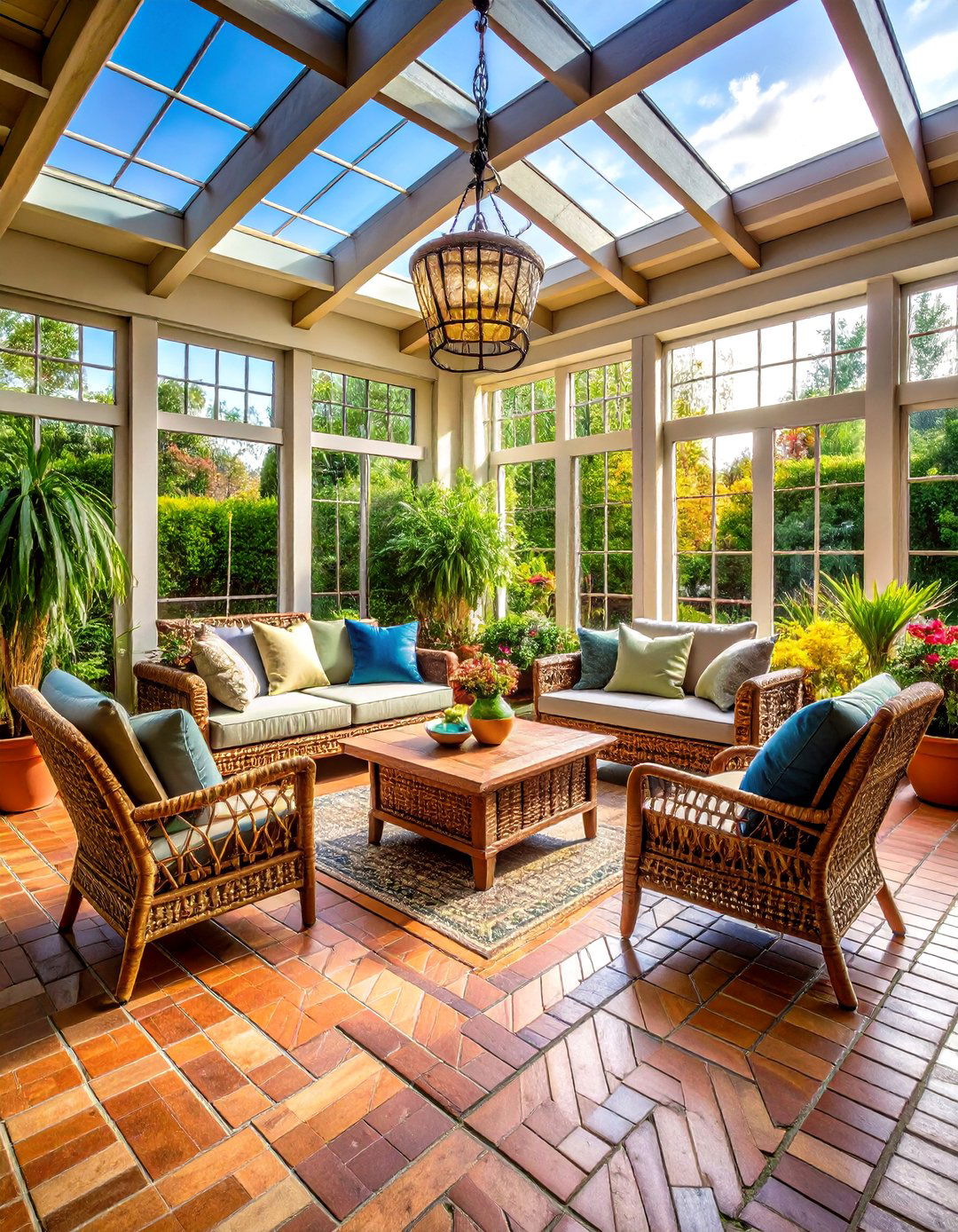 Basketweave Brick Floor Sunroom Pattern - 20 Brick Floor Sunroom Ideas
