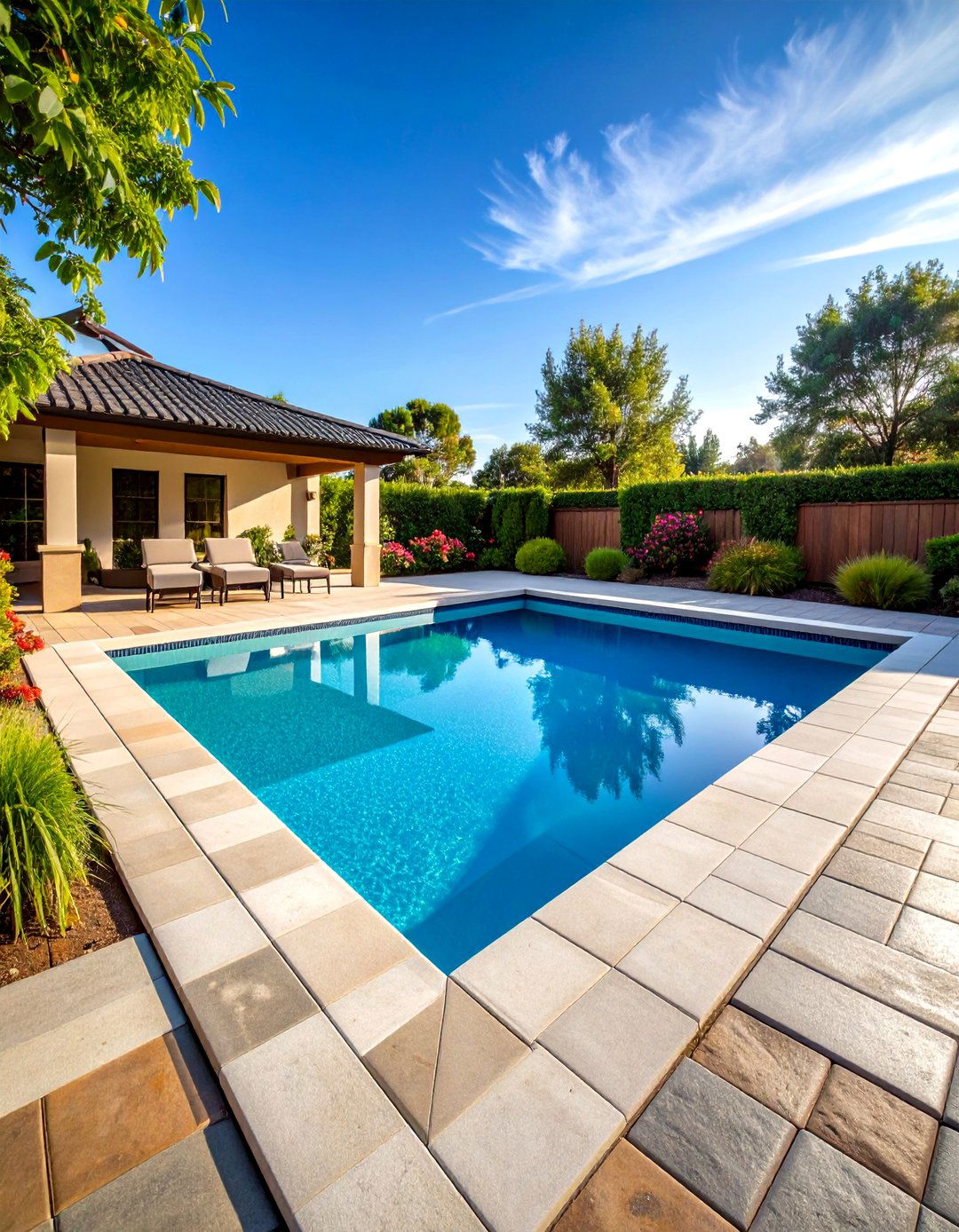 Basketweave Concrete Paver Pool Layout - 20 Concrete Pavers Around Pool Ideas