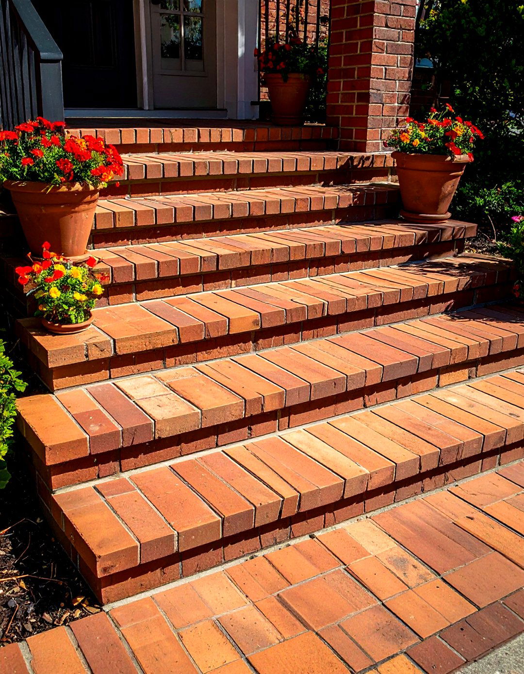 Basketweave Pattern Brick Steps - 20 Brick Front Steps Design Ideas