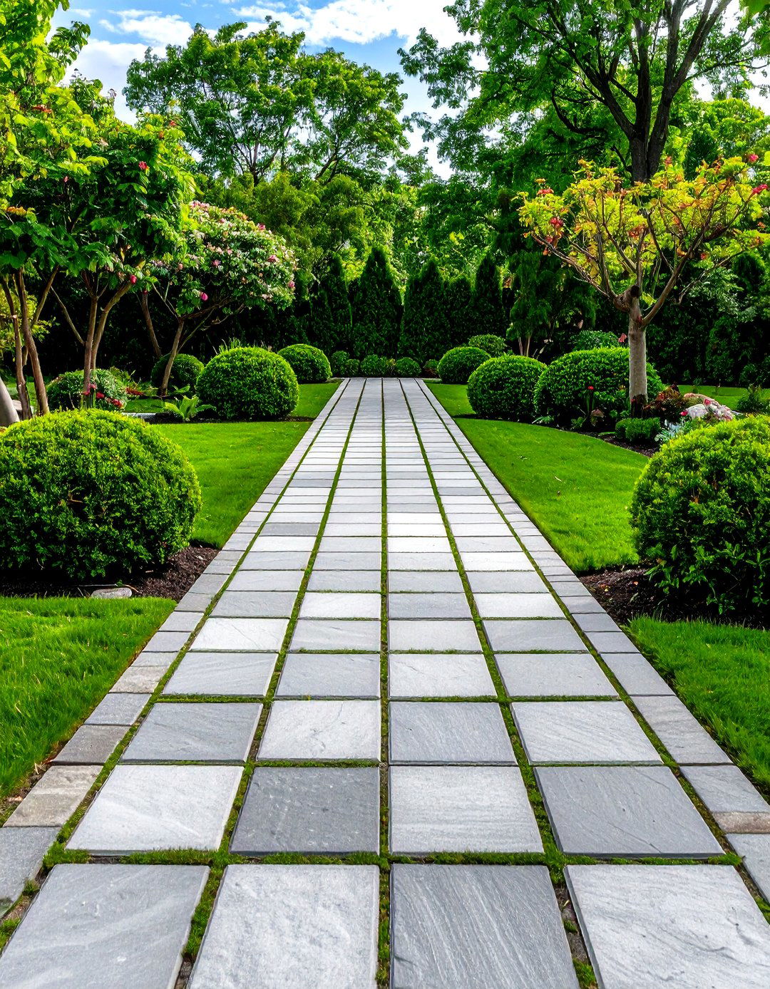 Basketweave Pattern Grey Paver Walkway - 20 Grey Paver Walkway Ideas
