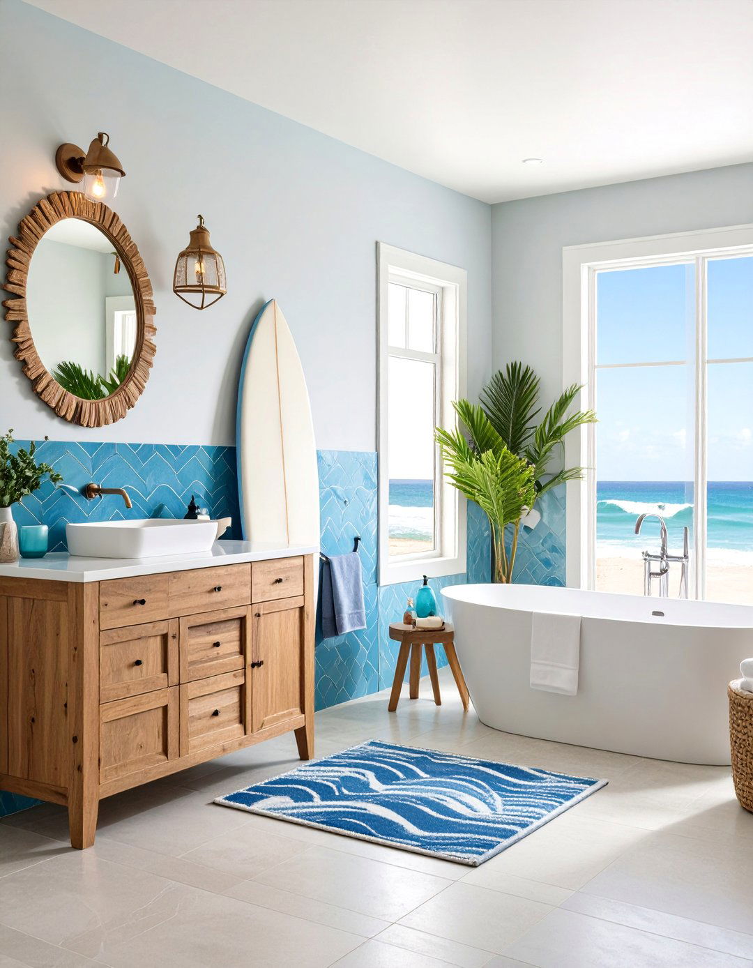 Beach Surf Boy Bathroom Waves - 20 Boy Bathroom Ideas