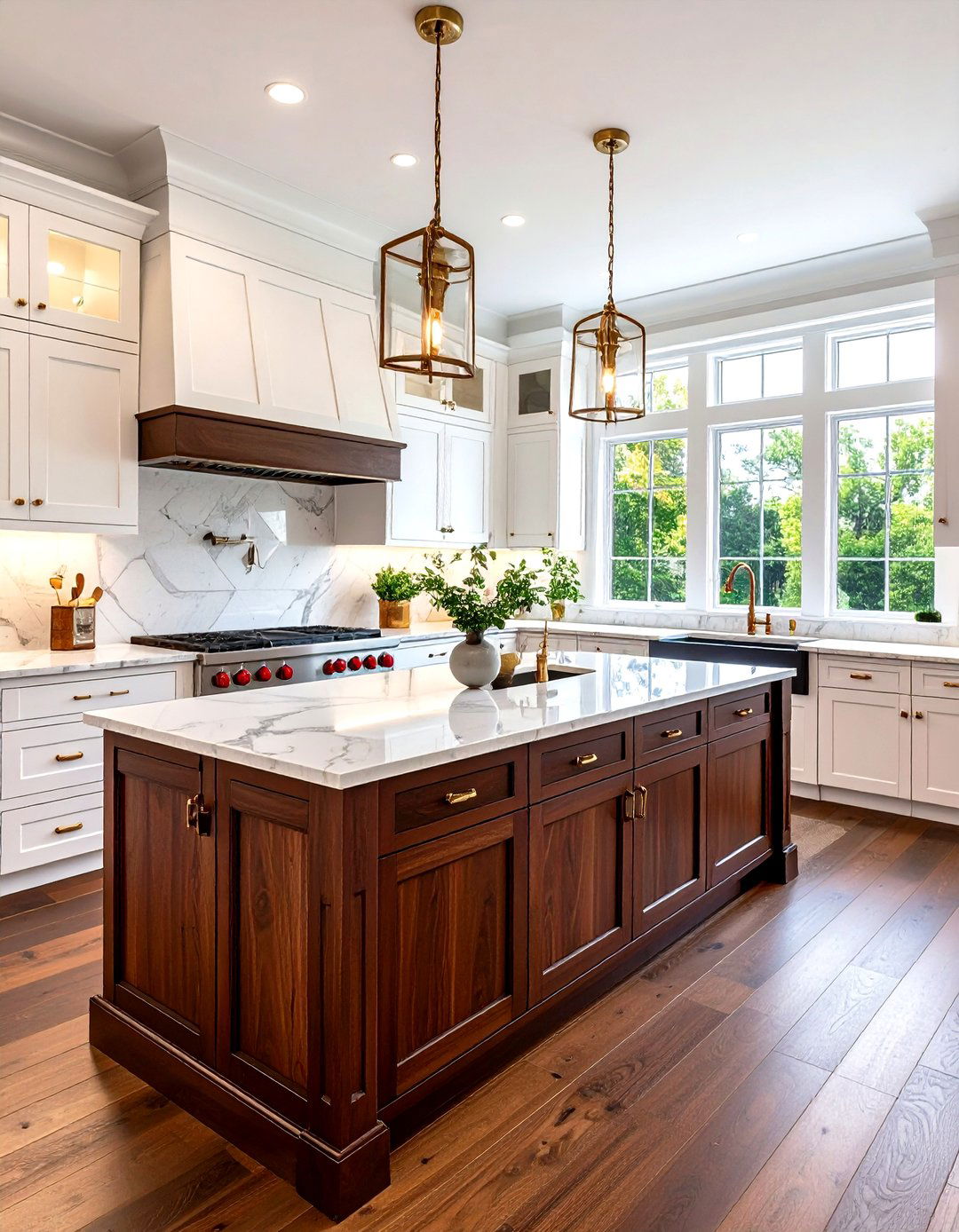 Beadboard Kitchen Wainscoting Island Feature with Contrasting Stain - 20 Kitchen Wainscoting Ideas