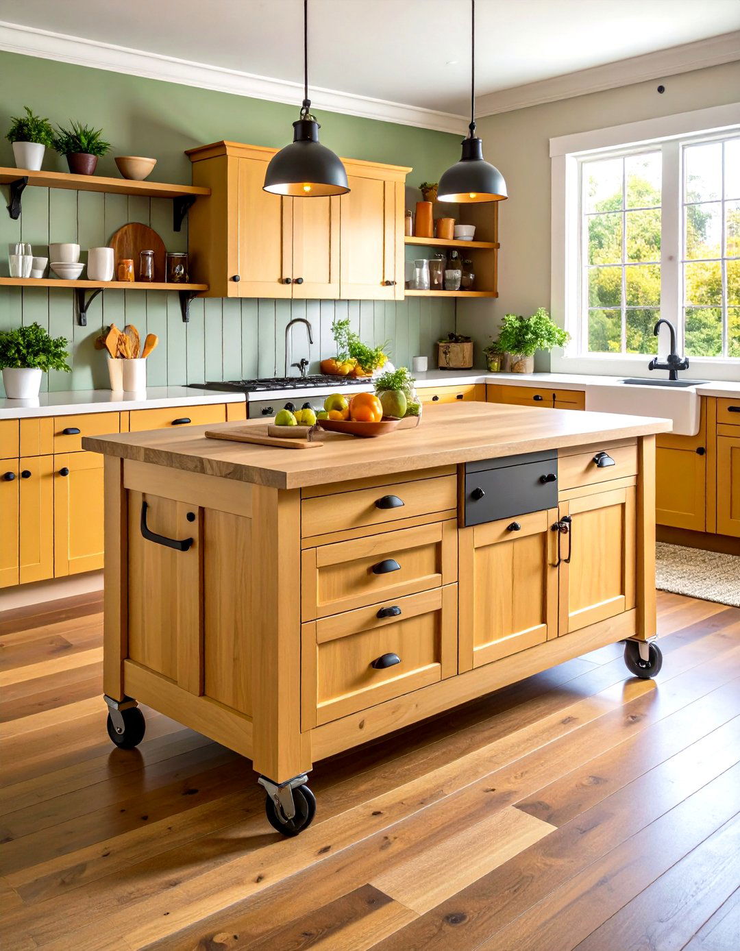 Beadboard Panel Farmhouse Kitchen Island Lends Cottage Calm - 20 Farmhouse Kitchen Island Ideas