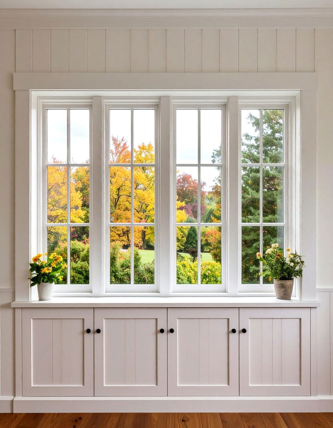 Beadboard Panel Window Trim - 20 Farmhouse Interior Window Trim Ideas