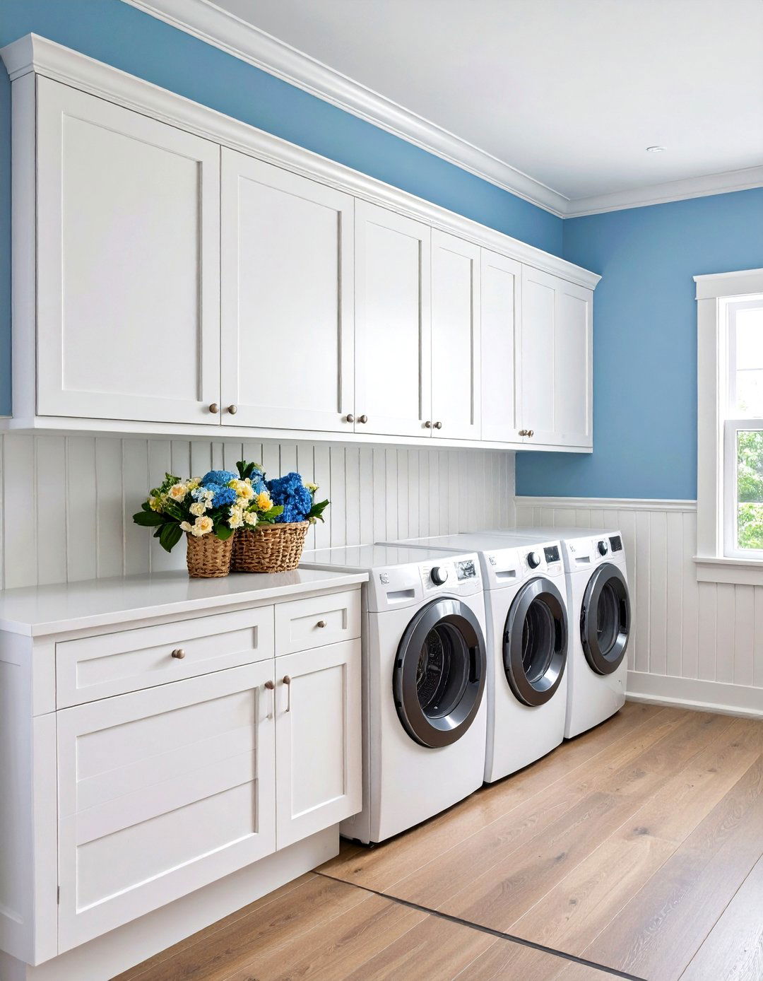 Beadboard Wainscoting Installation - 20 Farmhouse Laundry Room Ideas