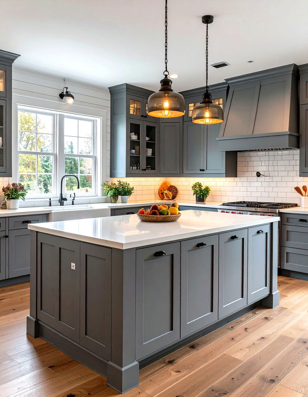 Beadboard and Wainscoting with Gray Cabinets - 20 Farmhouse Kitchen With Gray Cabinets Ideas