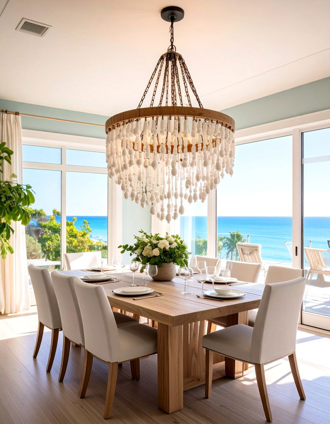 Beaded Coastal Dining Room Chandelier - 20 Coastal Dining Room Ideas