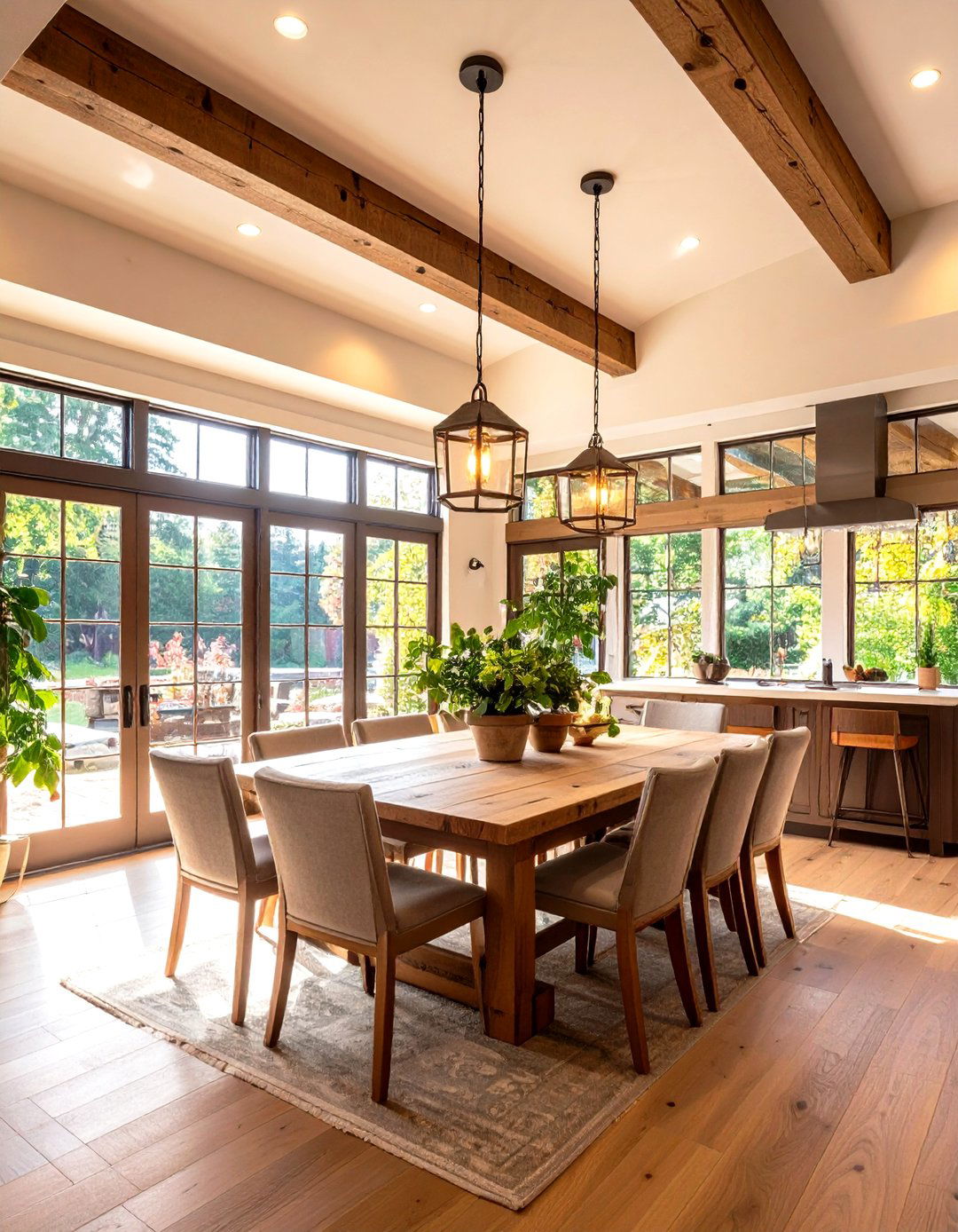Beam Cove Lighting Highlights the Craftsman Dining Room Ceiling - 20 Craftsman Dining Room Ideas