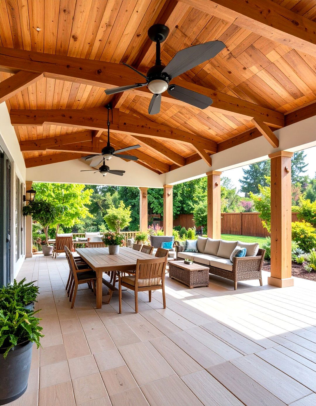 Beamed Outdoor Patio Vaulted Ceiling - 20 Vaulted Ceiling Ideas