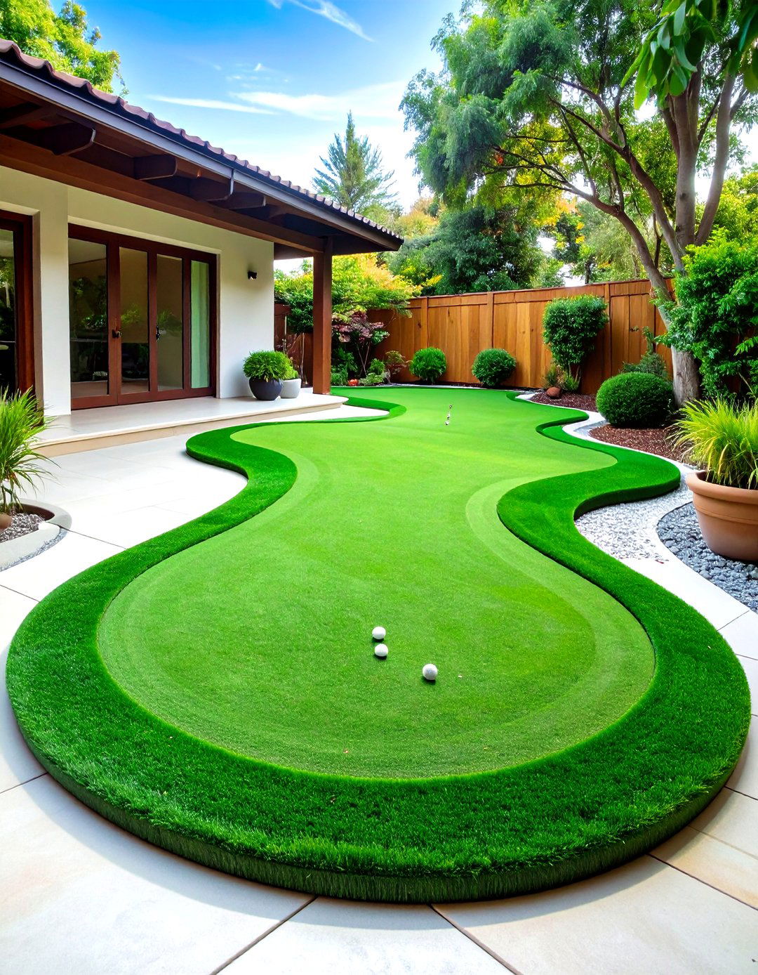 Bean Shaped Putting Green Design - 20 Backyard Putting Green Ideas