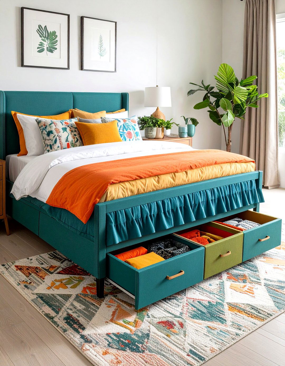 Bed Skirt Concealed Storage - 20 Storage Ideas