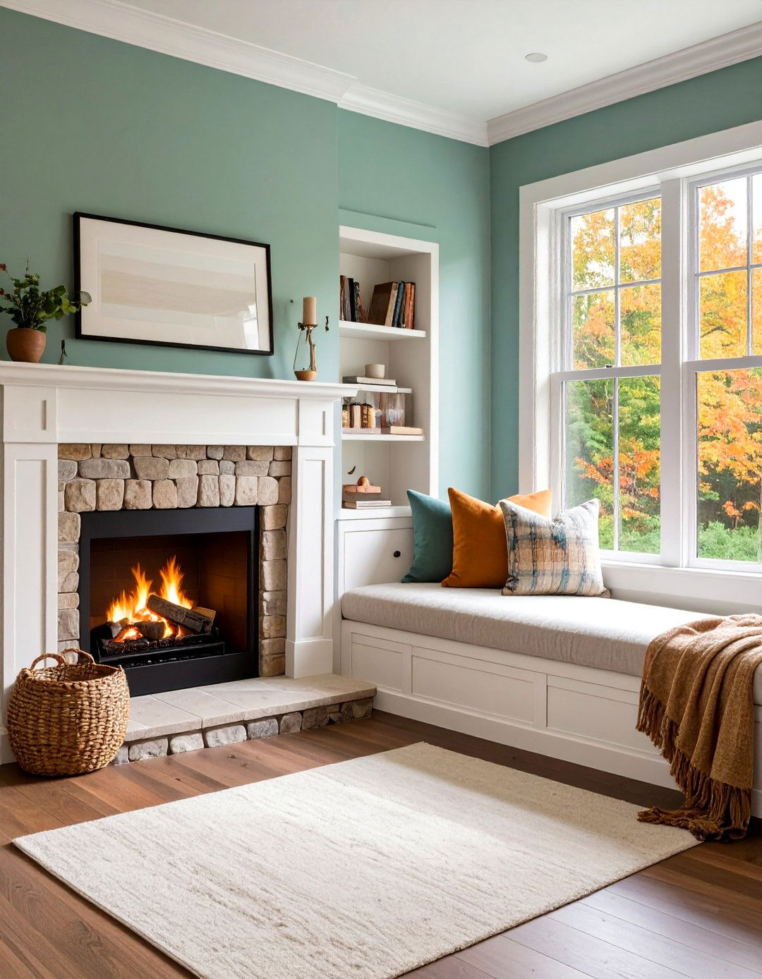 Bedroom Fireplace with Built In Window Seat Bench - 20 Bedroom Fireplace Ideas