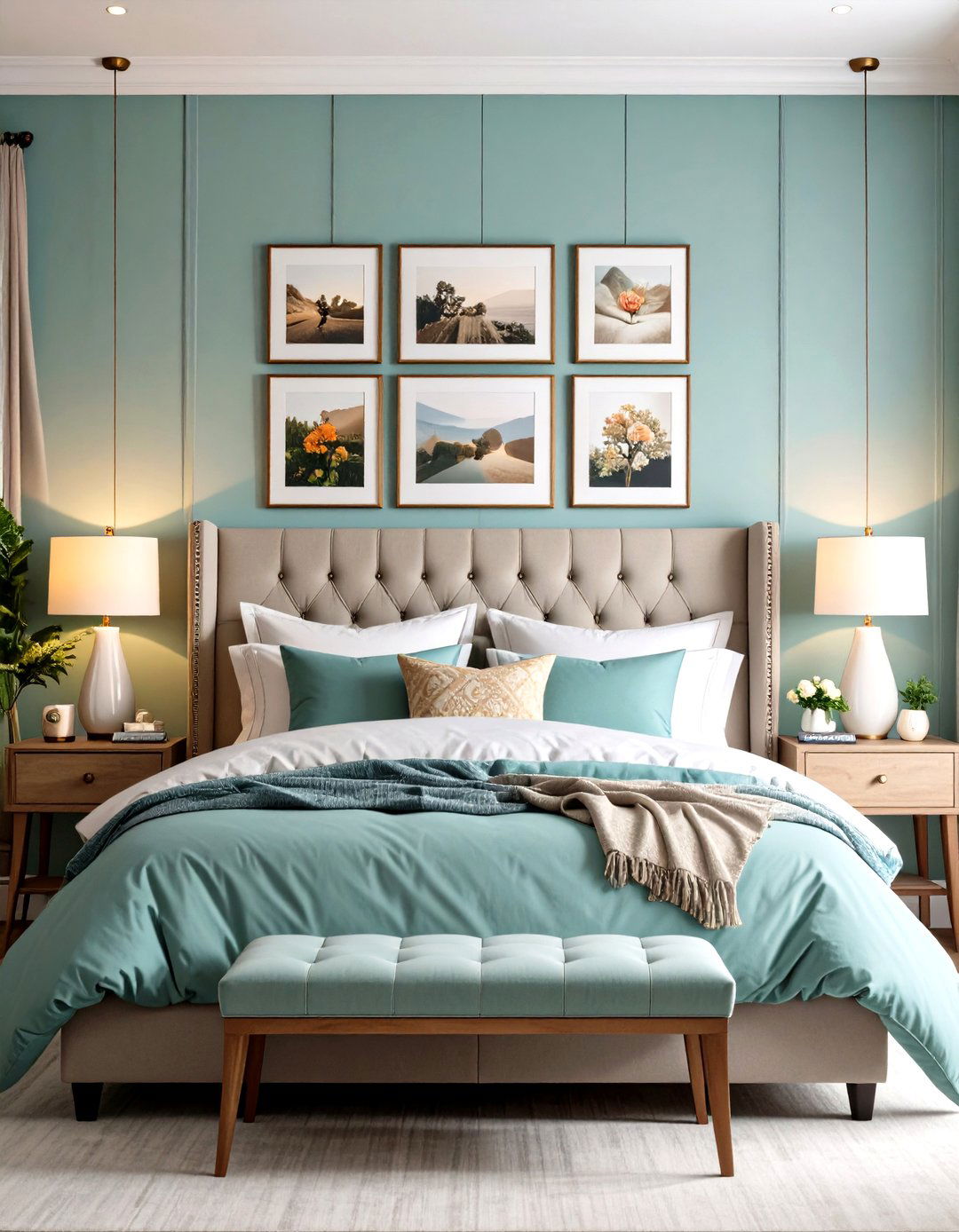 Bedroom Headboard Photo Display - 20 Photo Display Ideas