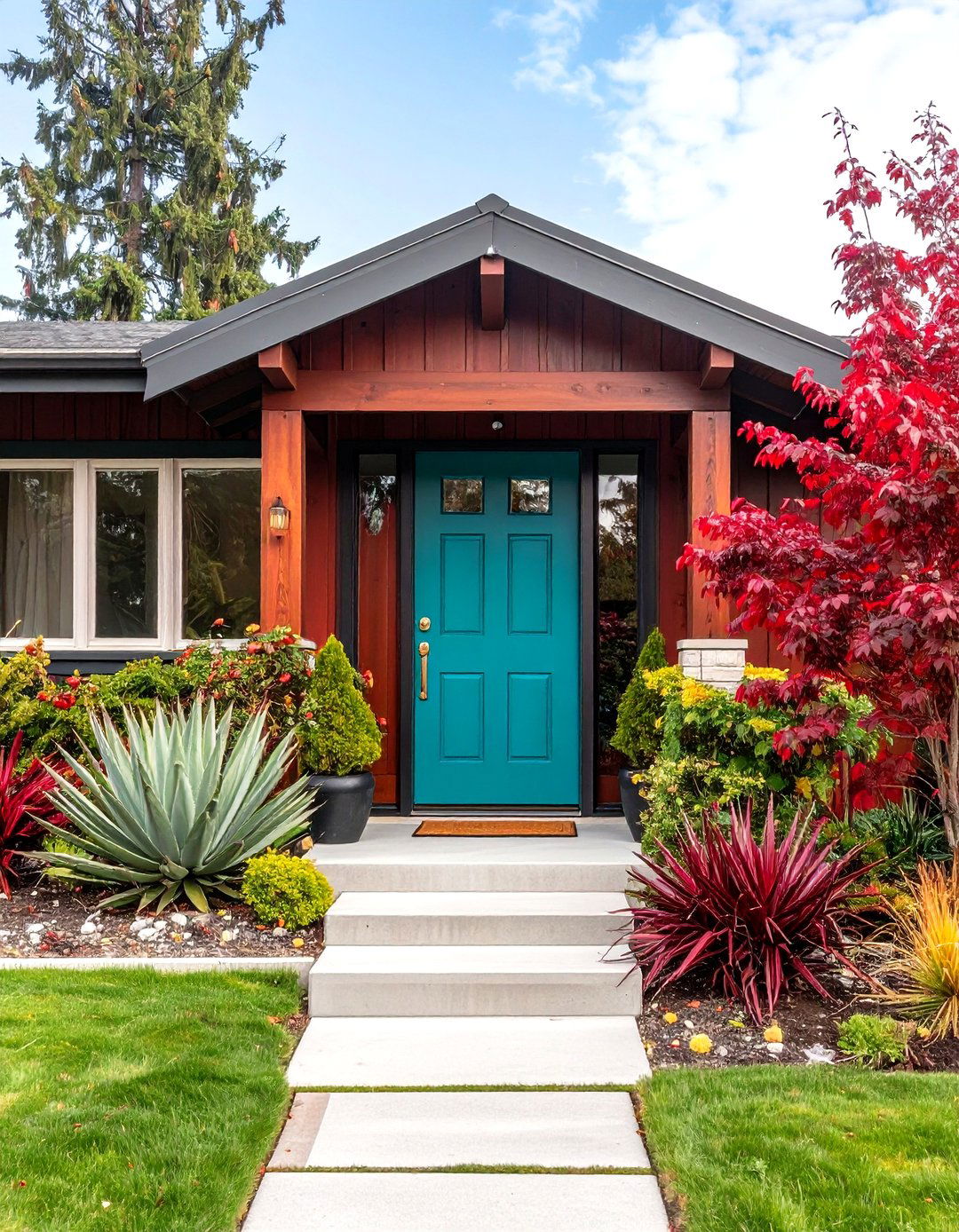 Beet Toned Mid Century Modern House Exterior - 20 Dark Red House Exterior Ideas